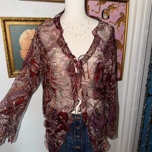 Sheer Floral Women Silk Top